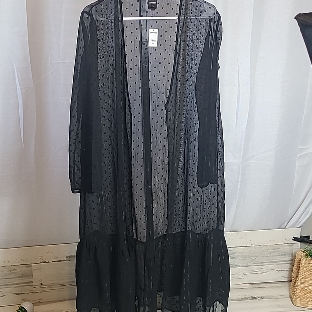 Express sheer Kimono in black color size S/M.  New